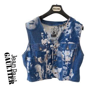 jean paul gaultier f/w 1992 woven faces jacquard #waistcoat / vest